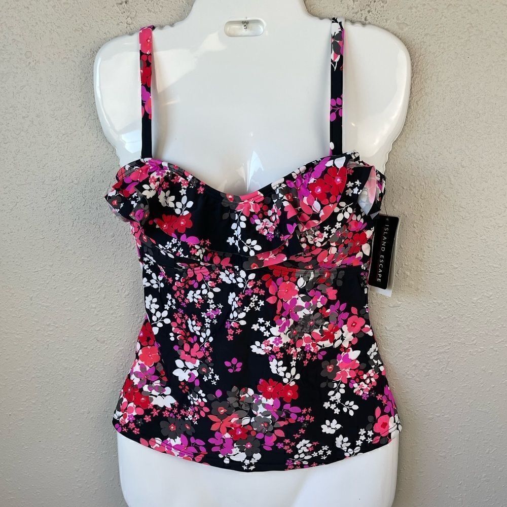 NWT Island Escape Floral Tahiti Bandini Tankini Size 8